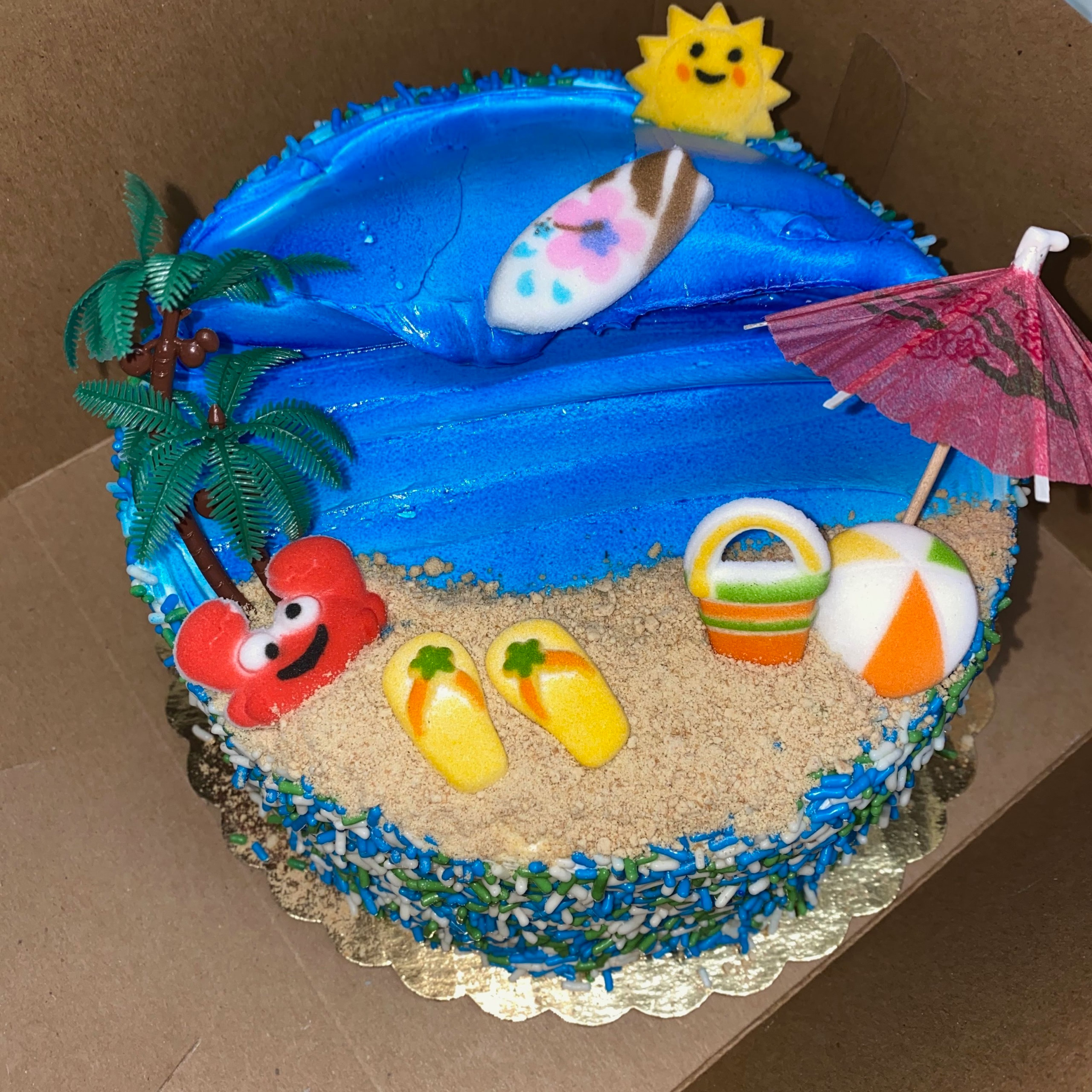 Beach themed birthday cake. - Sunnyside Sweet Shoppe | Facebook